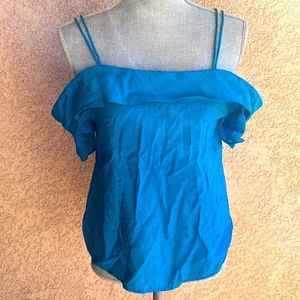 Anthropologie Maeve blue off the shoulder top size medium